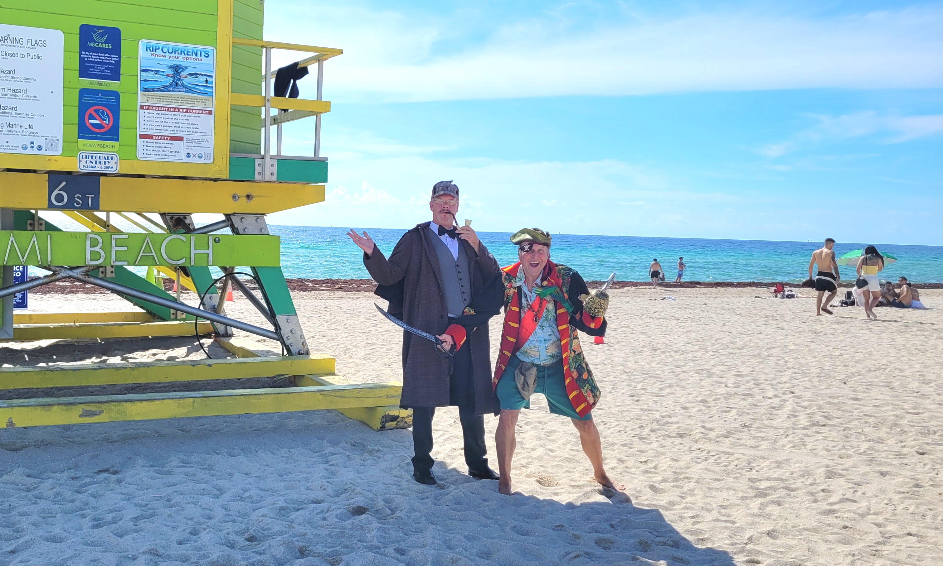 Riddlesbrood murder mystery actors posing at JW Marriott Miami during the Premier Destinations tour.